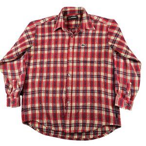 FUBU Shirt‎ Mens XL Red Blue Beige Plaid Button Up Long Sleeve Flannel Casual